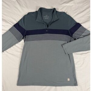 Marine Layer The Air 1/4 Zip Pullover Mens M Blue Striped Sustainable Beach Golf